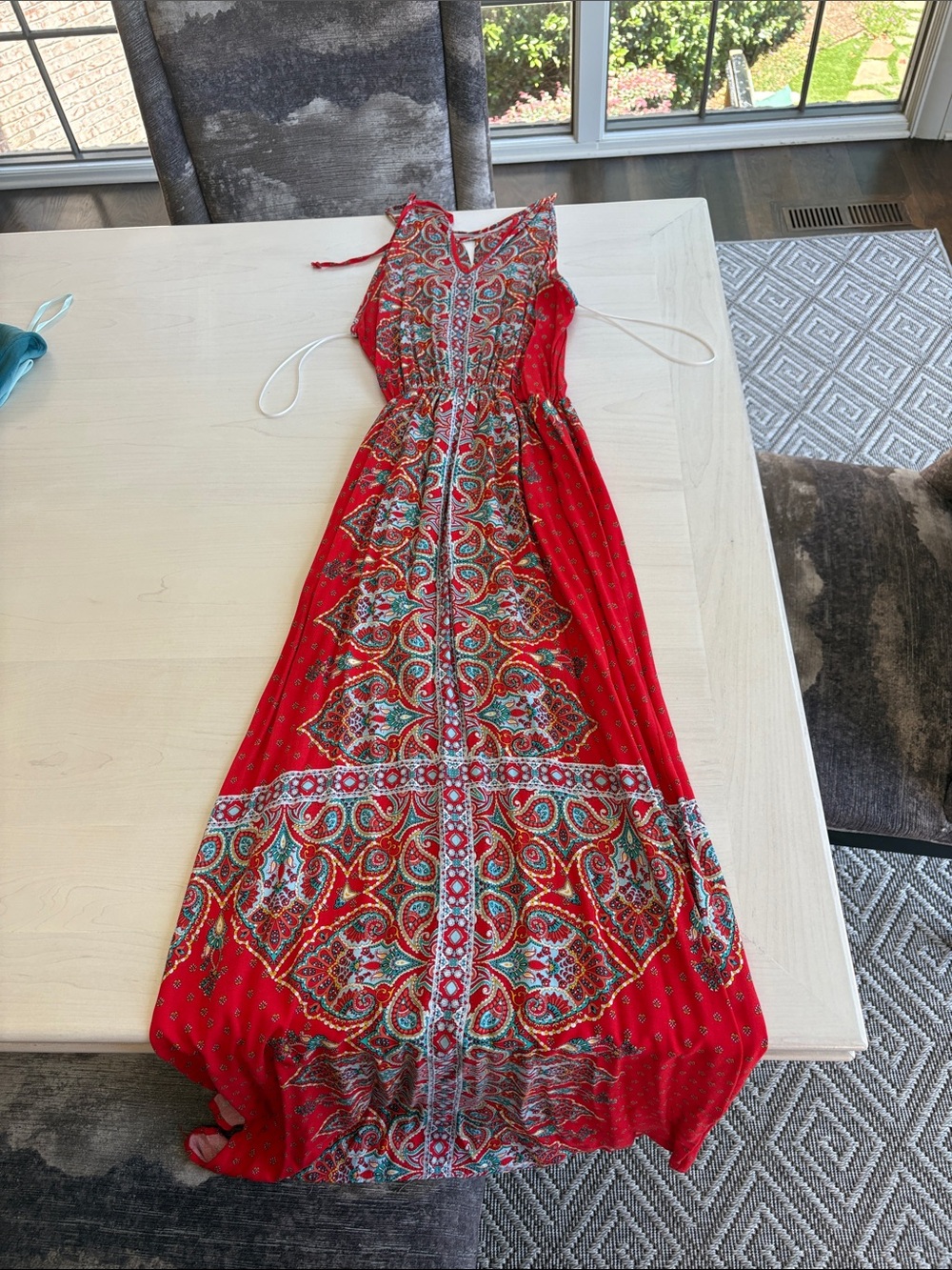 J.Renee Red Paisley Print Maxi Dress